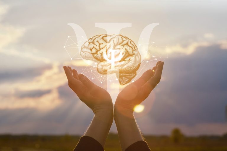 The Concept Of The Psychology Of Thinking. Hands Showing Symbol