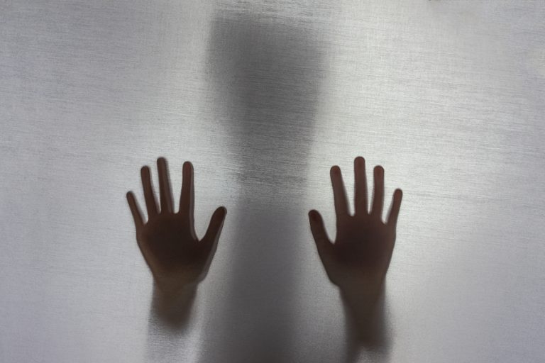 No Focus. The Fabric Behind Her. Silhouette And Shadow. Child Wi