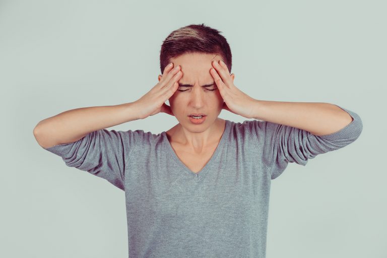 Stress. Closeup Sad Young Woman With Worried Stressed Face Expre
